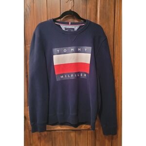 Classic 90's Vibe Tommy Hilfiger Women's Sweatshirt Navy Red White Iconic Logo